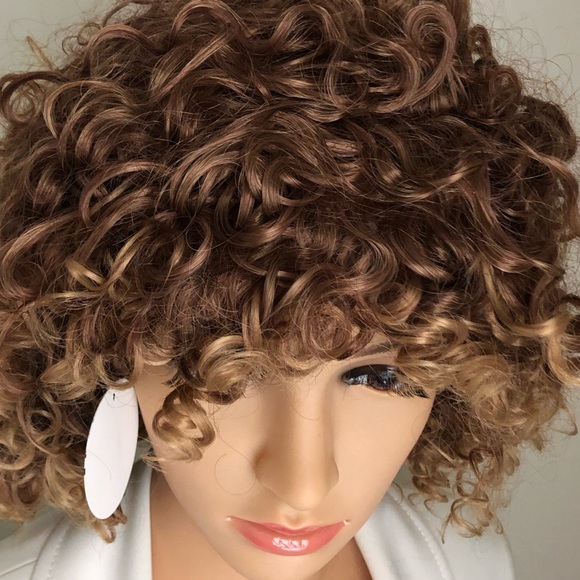 NWT 10” honey blonde Afro wig kinky curls bangs - Picture 16 of 16